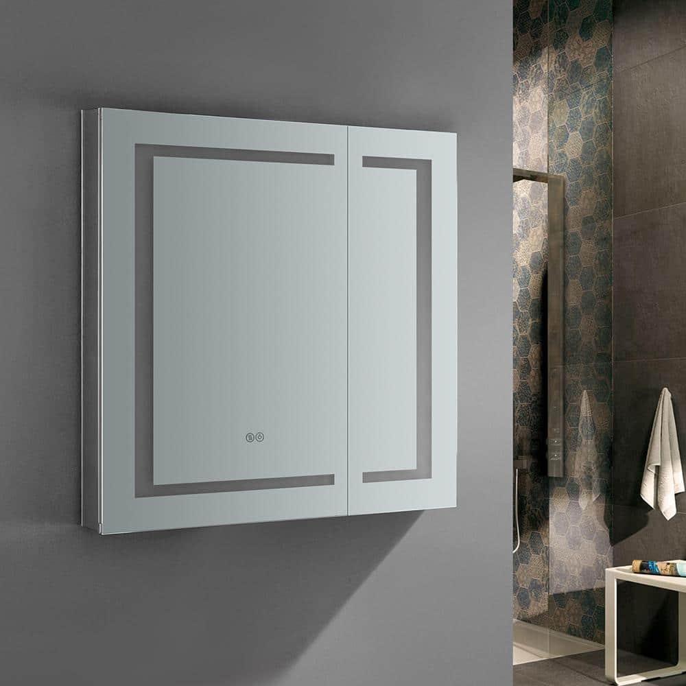 Fresca Spazio 30x30" LED Lighting Aluminum Bathroom Medicine Cabinet in Mirrored