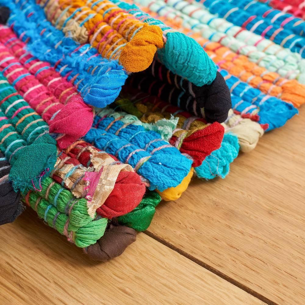 Rag Area Rug RAR240 Hand Woven Area Rug - Green/Multi - 6'x9' - Safavieh.