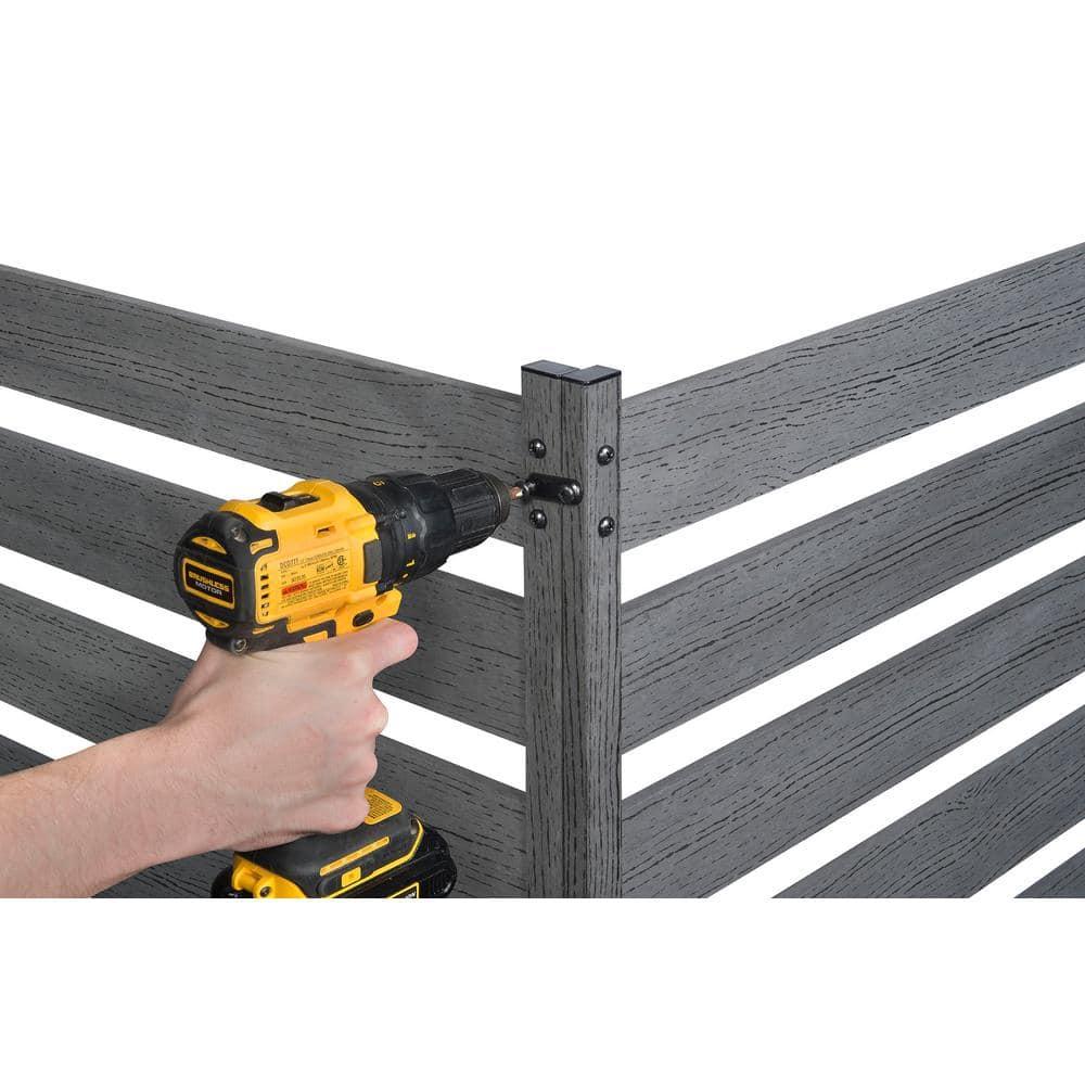 Zippity Outdoor Products 26in H x 24in W (3 Panels) No Dig Zippity Maui Fence Kit, Charcoal Color WoodTek Vinyl Fence Panel, Temporary Outdoor Border for Garden, Easy Install DIY Fence for Backyard, Patio, & Deck, ZP19066