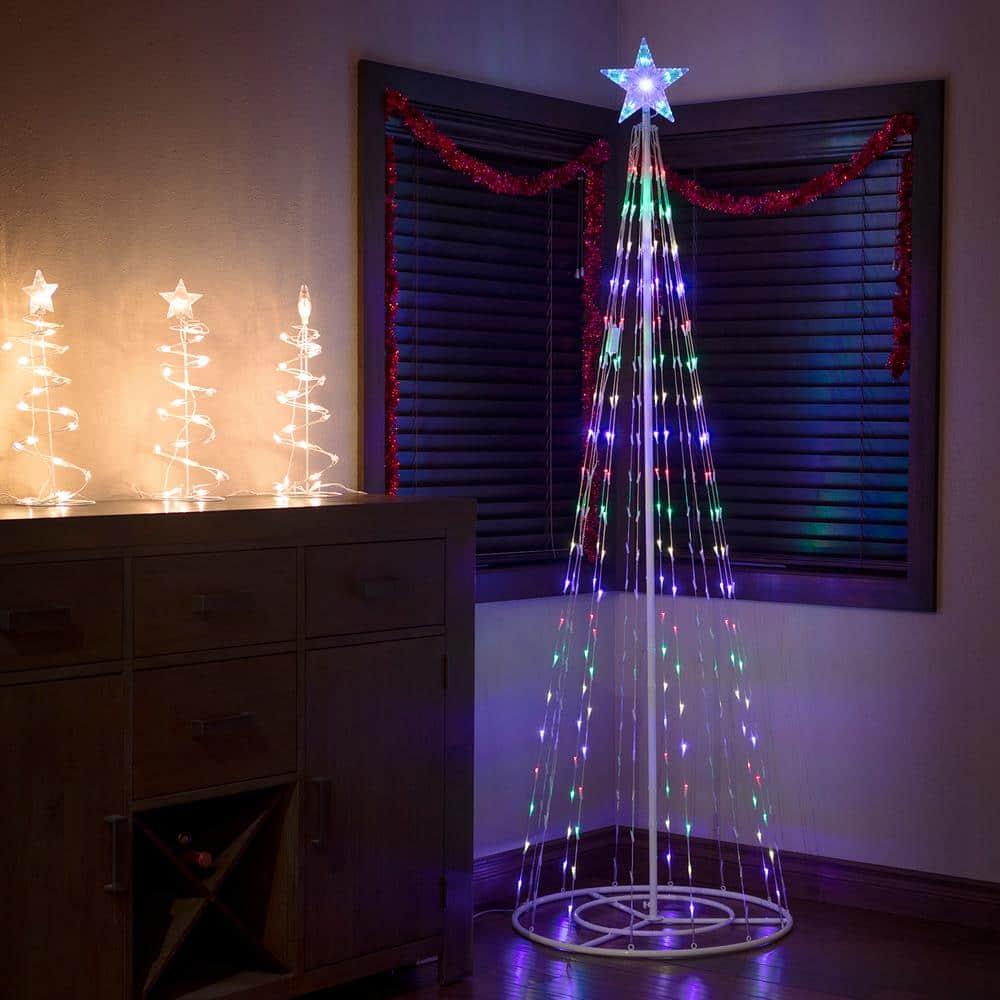 Alpine Corporation 86"H Indoor Artificial Christmas Tree with Multi-Colored Lights and Star Topper , Christmas Decoration