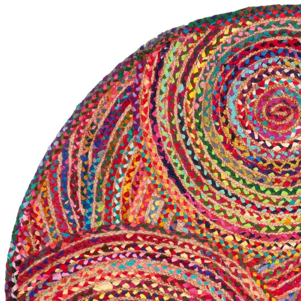 Cape Cod CAP203 Woven Indoor Area Rug - Red/Multi - 6'x6' Round - Safavieh