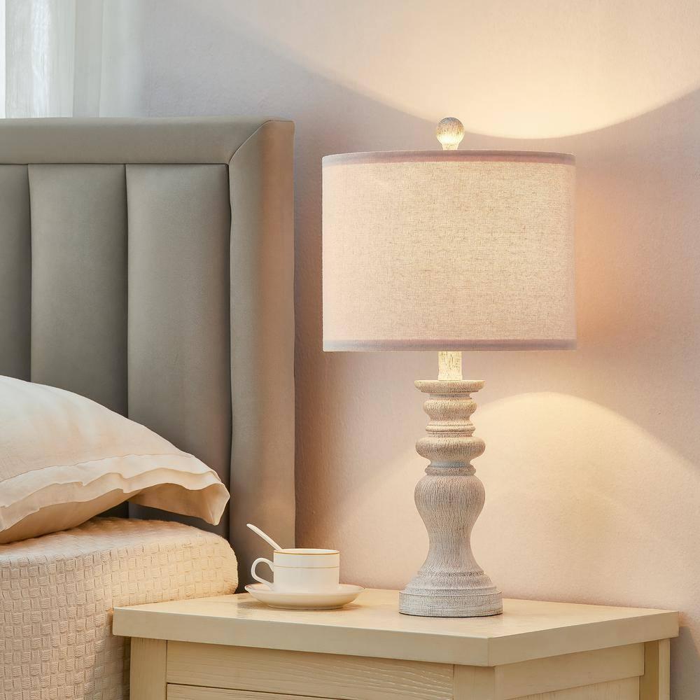 Kawoti  21.75" Farmhouse Table Lamp Set with Fabric Shade(Set of 2) - 11" W x 21.75" H
