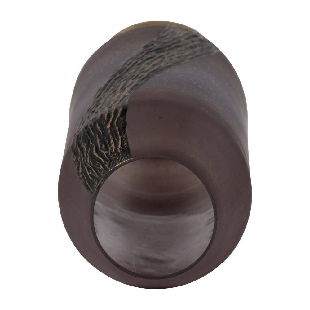 15 in. Pink Glass Cylinder Metallic Detail Decorative Vase