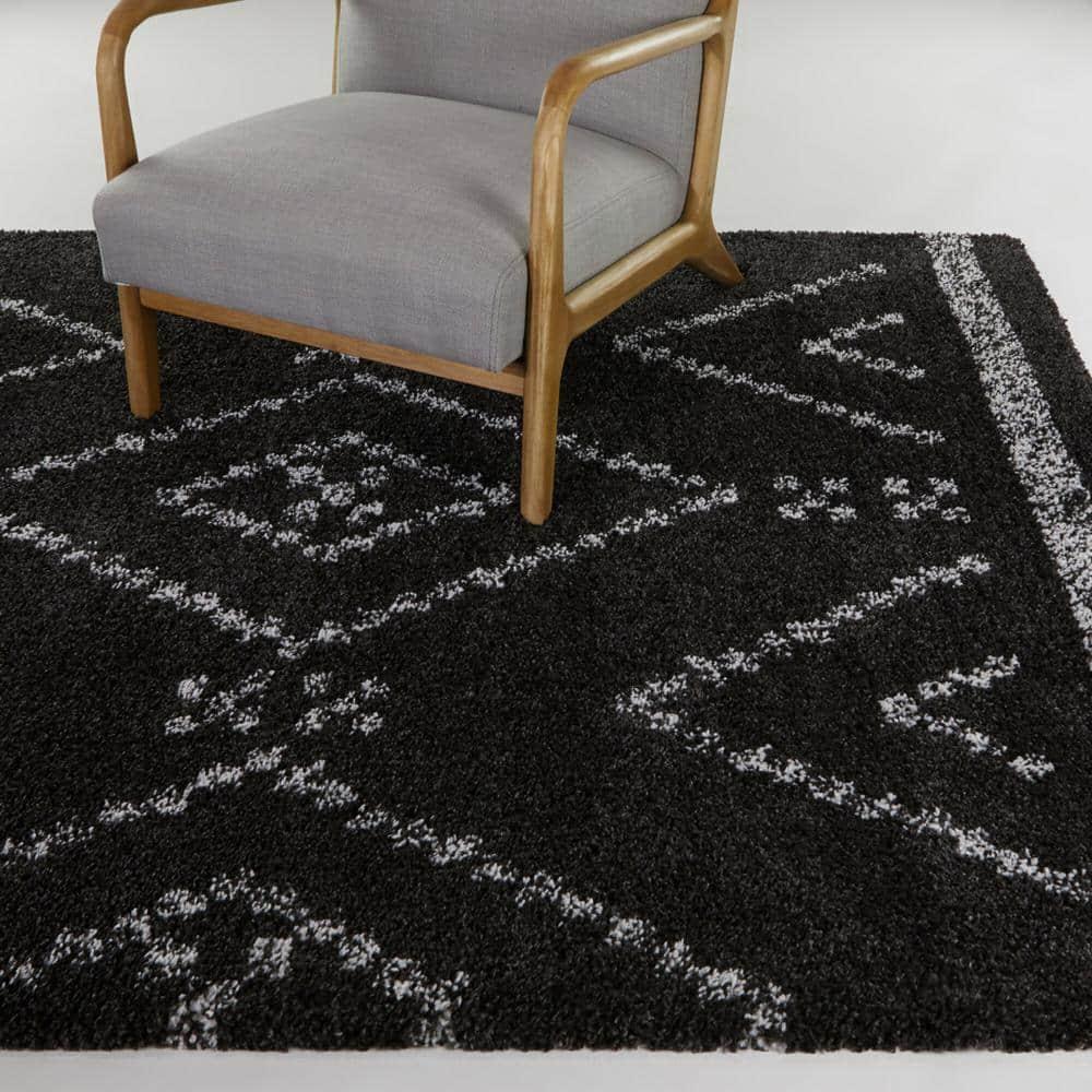 Balta Culver Southwestern Diamond Shag Area Rug Charcoal 5'3" x 7' 5' x 8' Blue, Cream, Black