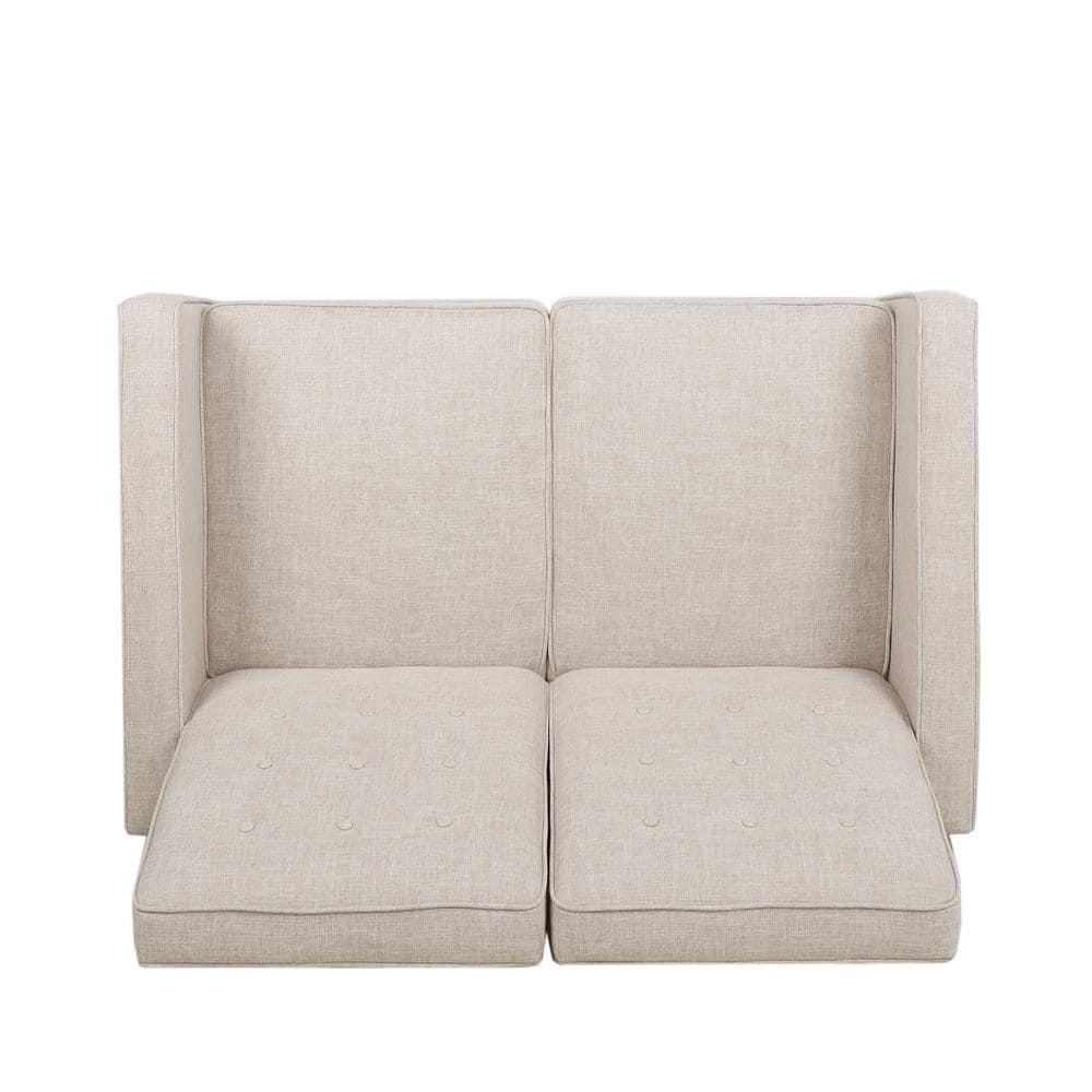 Noble House Craigue Fabric Tufted Loveseat Pushback Recliner, Beige