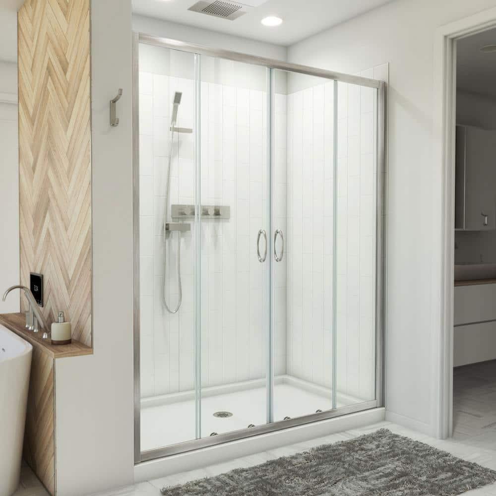 DreamLine Visions 60" W x 36" D x 78" H  Semi Frameless Rectangle Shower Kit with Fixed Panel and Base Included D2116036XXC0004