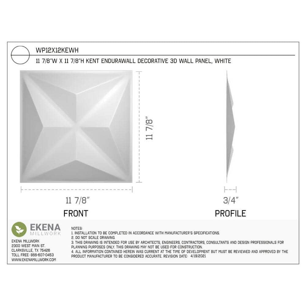 Ekena Millwork Kent EnduraWall Decorative 3D Wall Panel (Set of 50)