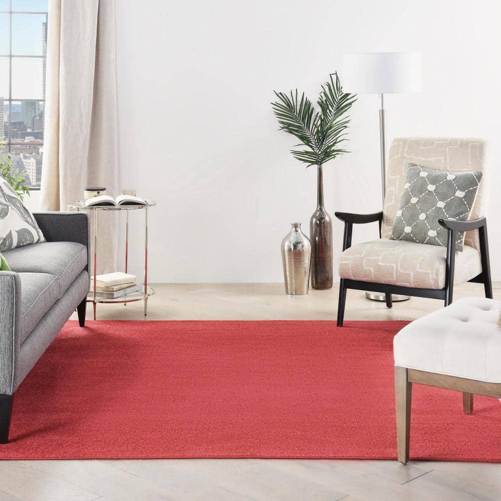 Nourison Essentials Easy Care Indoor Outdoor Area Rug - Brick Red 5' x Square