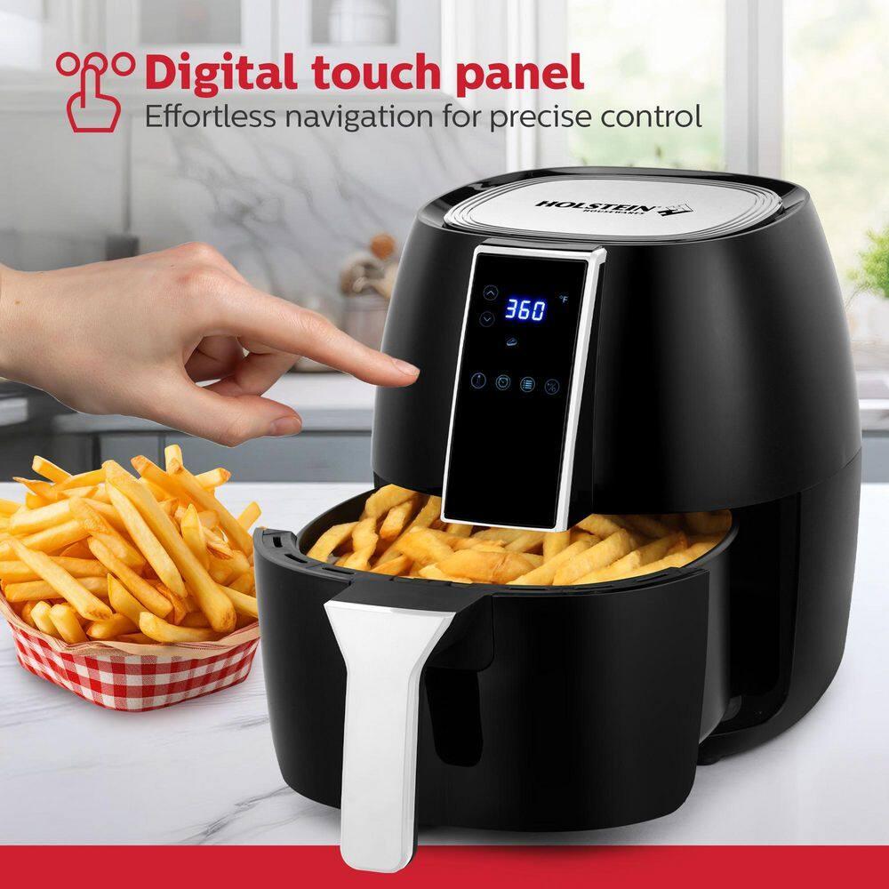 Holstein Housewares - 3.7QT Digital Air Fryer, Black - Convenient and User Friendly with Optimal Control Panel and Seven Cooking Presets