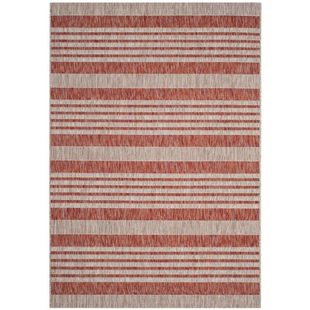 Courtyard CY8062 Power Loomed Indoor and Outdoor Area Rug - Red/Beige - 6'7"x9'6" - Safavieh