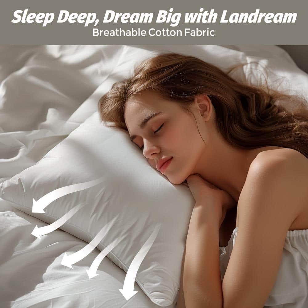 puredown® Goose Feathers Bed Pillows, 100% Cotton Cover, Queen Size Hotel Collection Pillows Set of 2 for Sleeping with Silver Piping, Feather and Polyester Filling