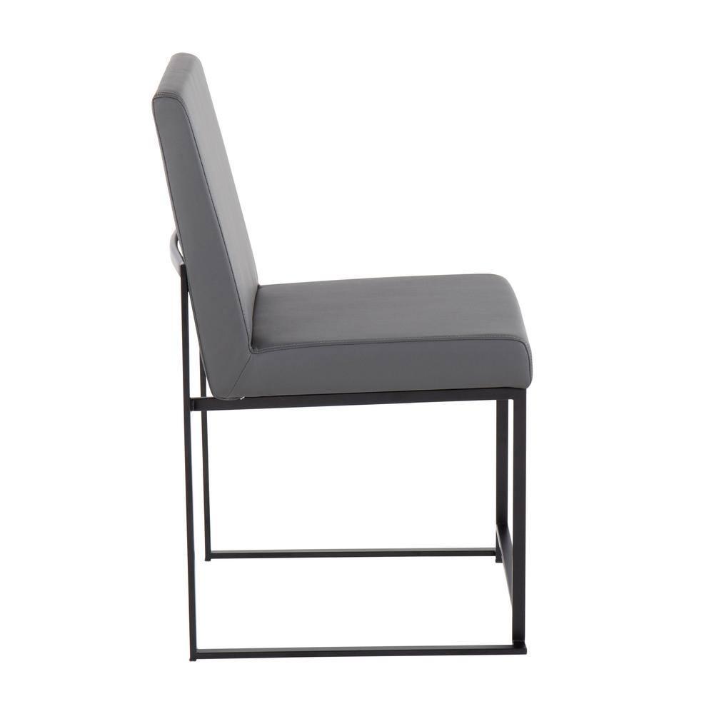 Set of 2 High Back Fuji Dining Chairs Leather/Steel Black/Gray - LumiSource: Upholstered, Modern, Armless