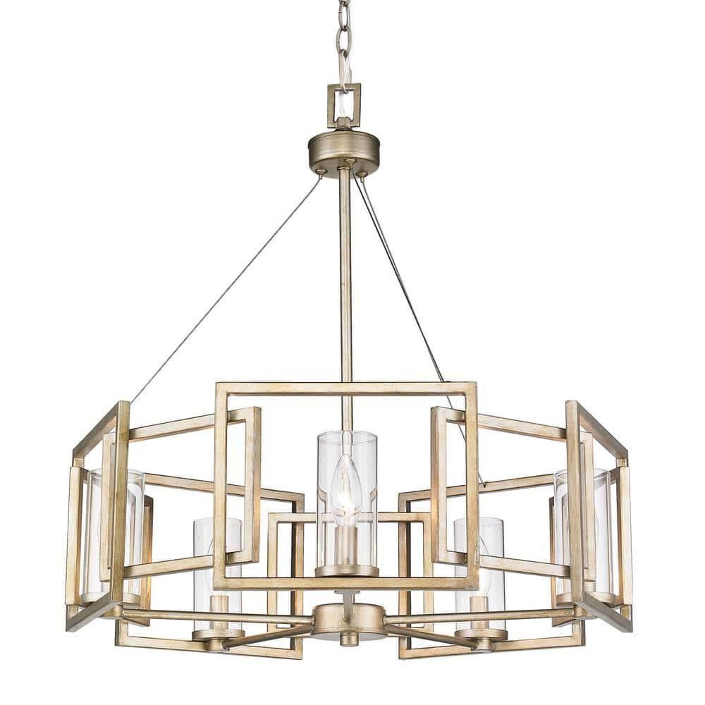 Golden Lighting Marco 5-Light Chandelier in White Gold with Clear Glass
