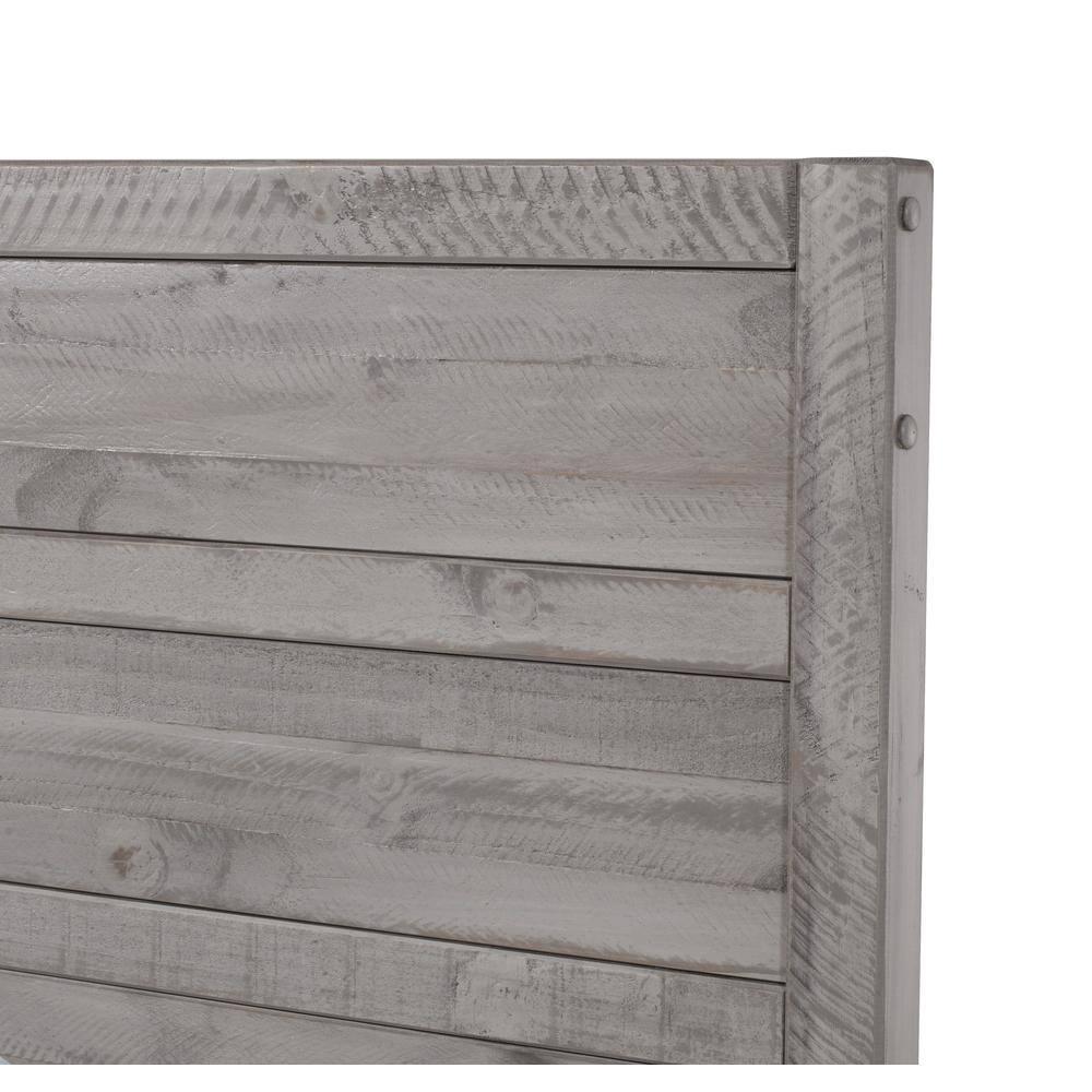 Camaflexi Carmel Solid Wood Platform Bed Frame with Headboard, King, Antique Grey