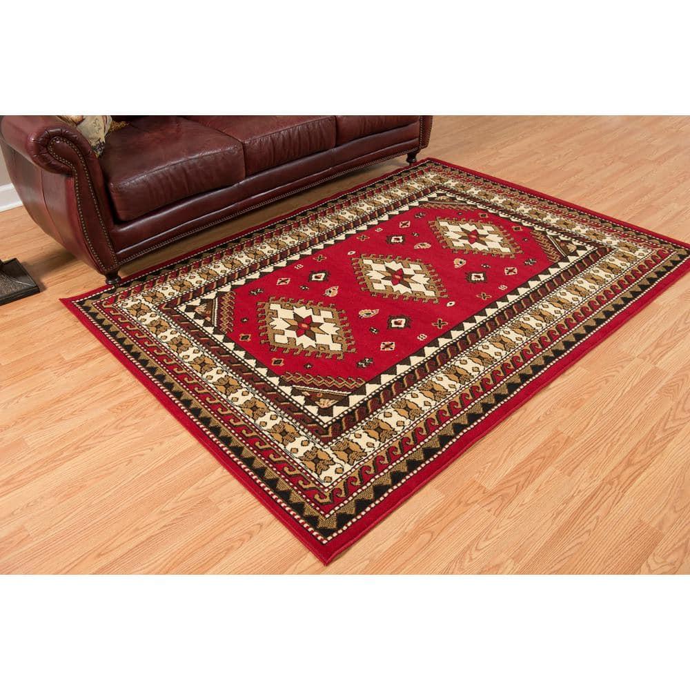 United Weavers Plaza Fleur Area Rug, Bordered Pattern, Red, 5'3" x 7'2"