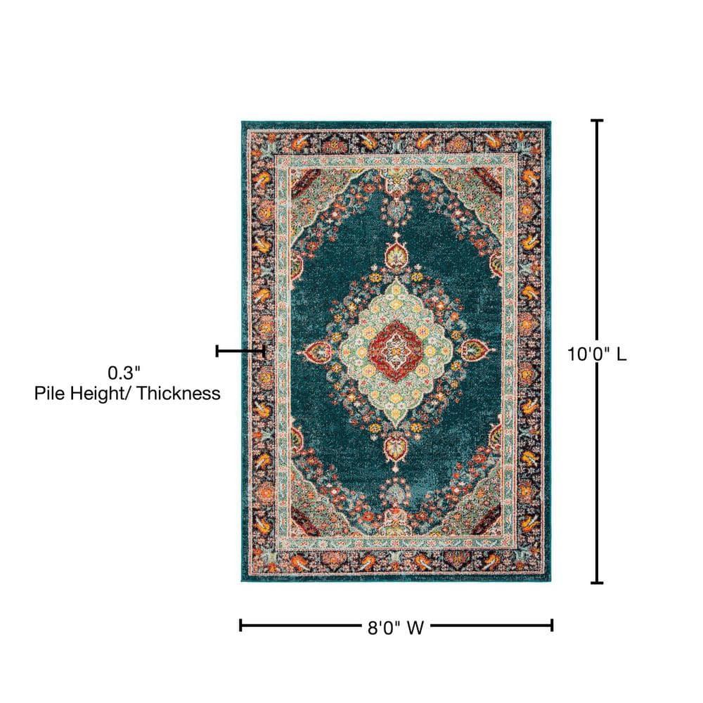 Madison 200 MAD252 Power Loomed Indoor Area Rug - Navy/Turquoise - 8'x10' - Safavieh