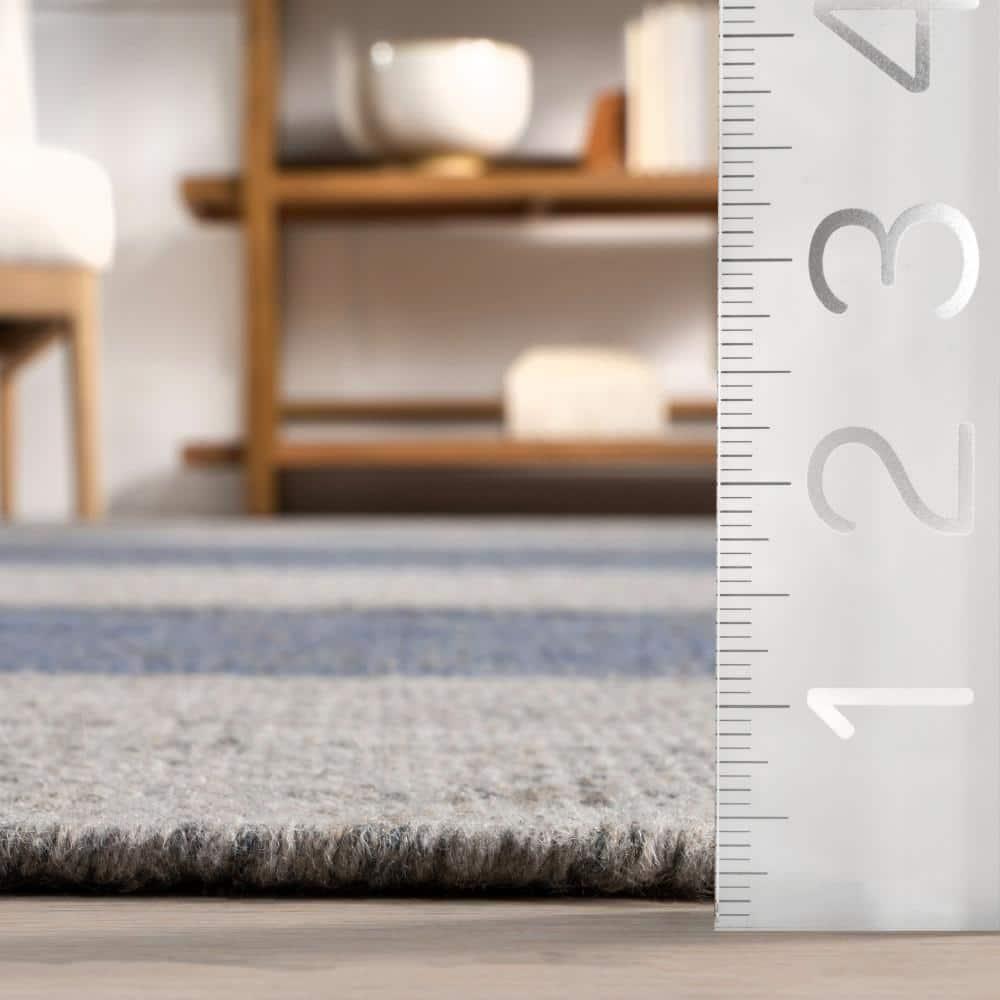 Portland Plaid Wool Blue 8 ft. x 10 ft. Indoor/Outdoor Patio Rug