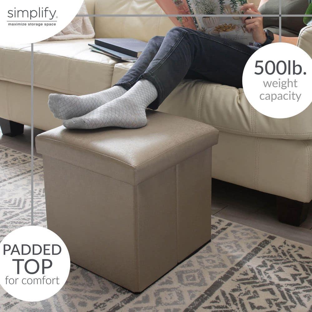 Simplify Luxora Faux Leather Ottoman