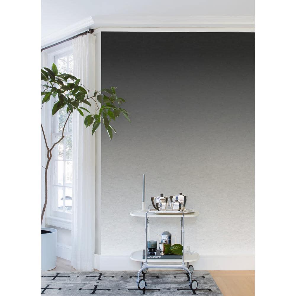 RoomMates Aura Ombre Peel and Stick Wallpaper Mural Charcoal: Self-Adhesive Vinyl, Abstract Design, 15.4 Sq Ft Coverage