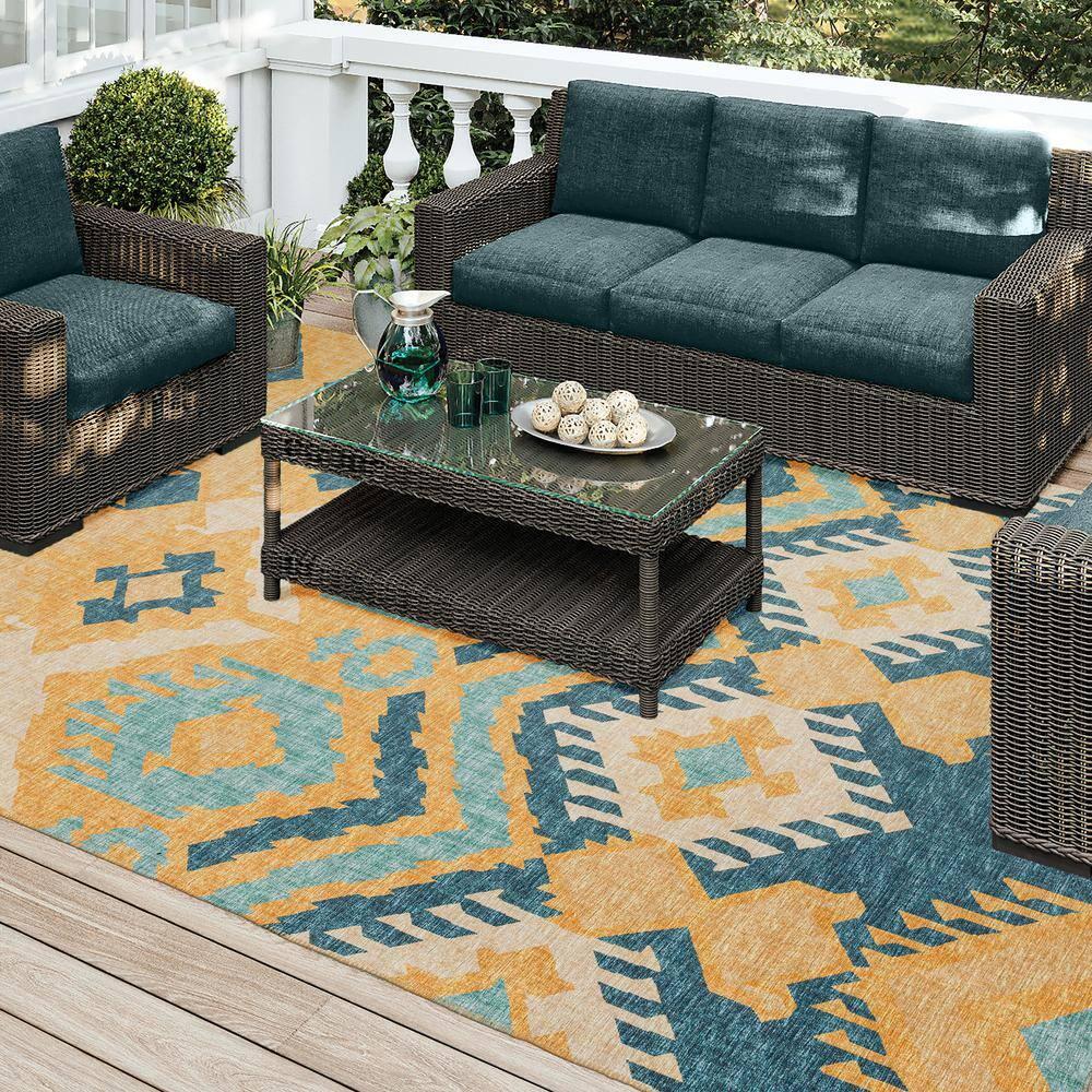 Addison Rugs Indoor/ Outdoor Addison Yuma Southwest Ikat Washable Area Rug 5' x 7'6" - Yellow
