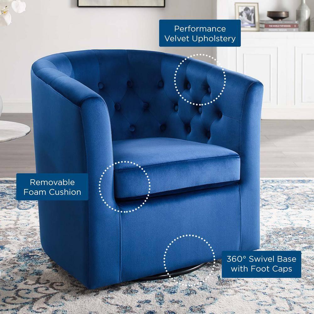 Prospect Tufted Performance Velvet Swivel Armchair Navy - Modway