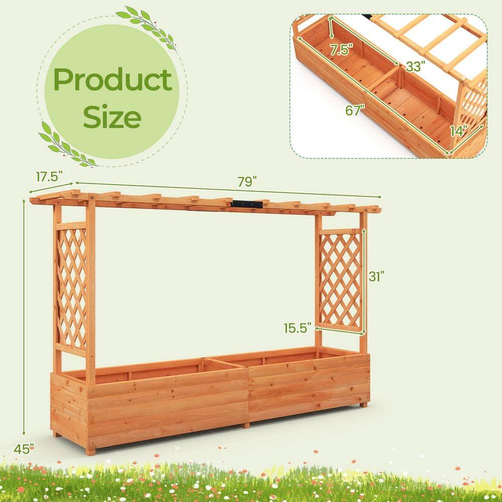 Yardi Yard Raised Garden Bed with Side Trellis Hanging Roof and Planter Box-Orange, Raised Garden Bed for Patio or Yard Gardening