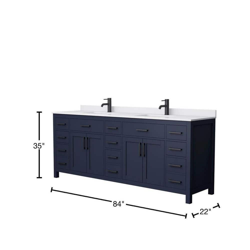 Beckett 84" Freestanding Double Bathroom Vanity with Cultured Marble Top