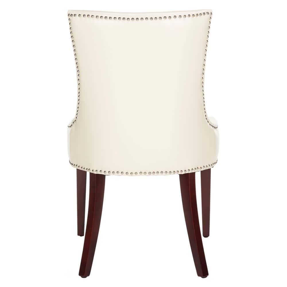 Becca 19''H Dining Chair with Silver Nail Heads - Cream/Leather - Safavieh
