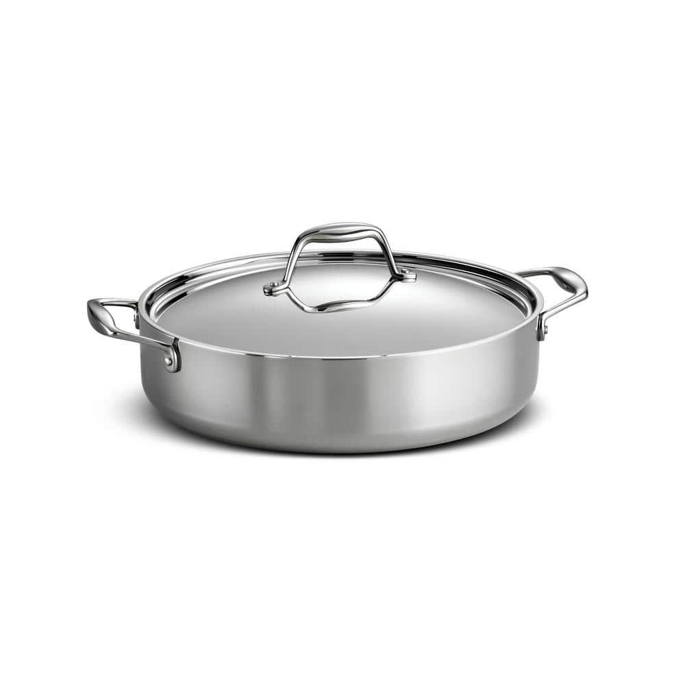 Tramontina Tramontina Signature Tri-Ply Clad Stainless Steel 6-Quart Braiser Pan with Lid, Induction-Ready, Dishwasher-Safe, NSF-Certified, Made in Brazil