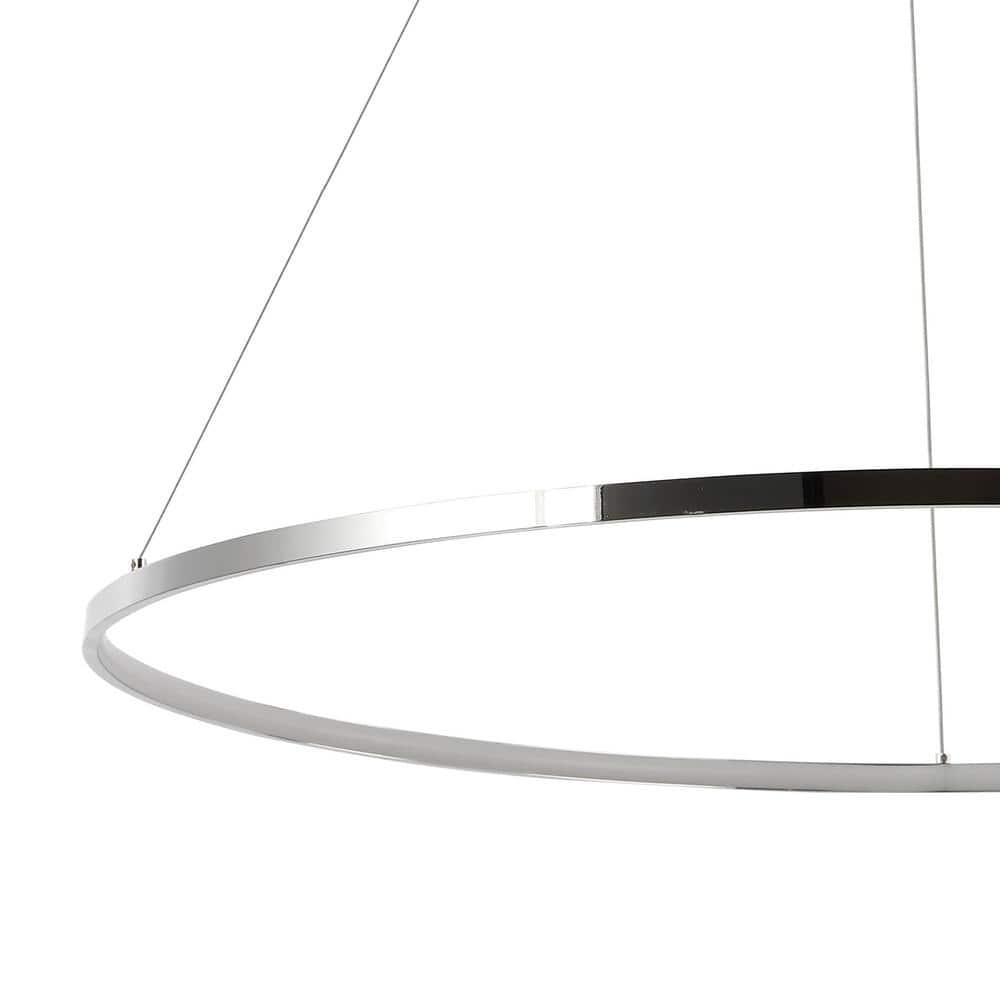 Circulo 34.88" Modern Bohemian Iron Integrated LED Pendant, Chrome