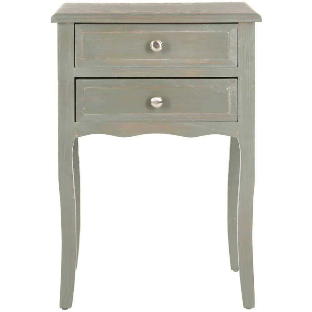 Lori End Table With Storage Drawers - AMH6576B - Ash Grey - Safavieh Couture