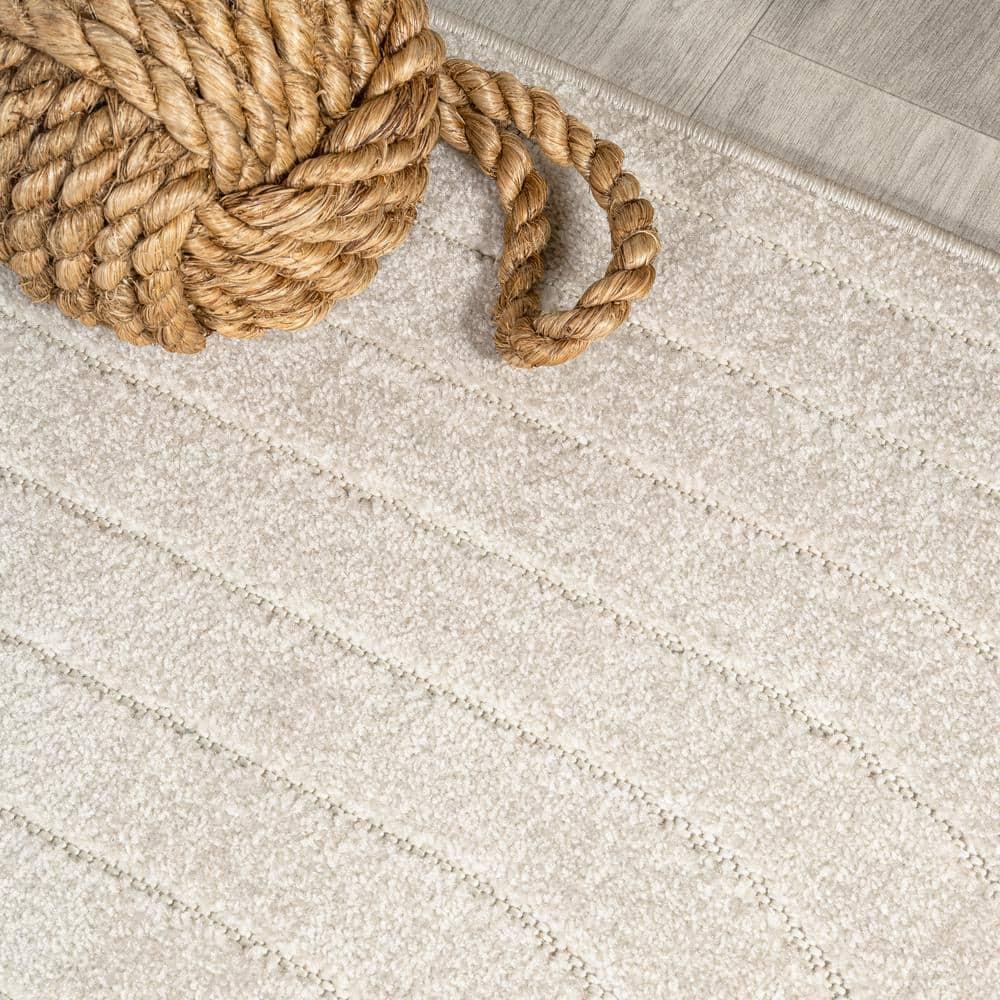 JONATHAN Y Odense High-Low Minimalist Angle Geometric Ivory/Cream 3 ft. x 5 ft. Indoor/Outdoor Area Rug