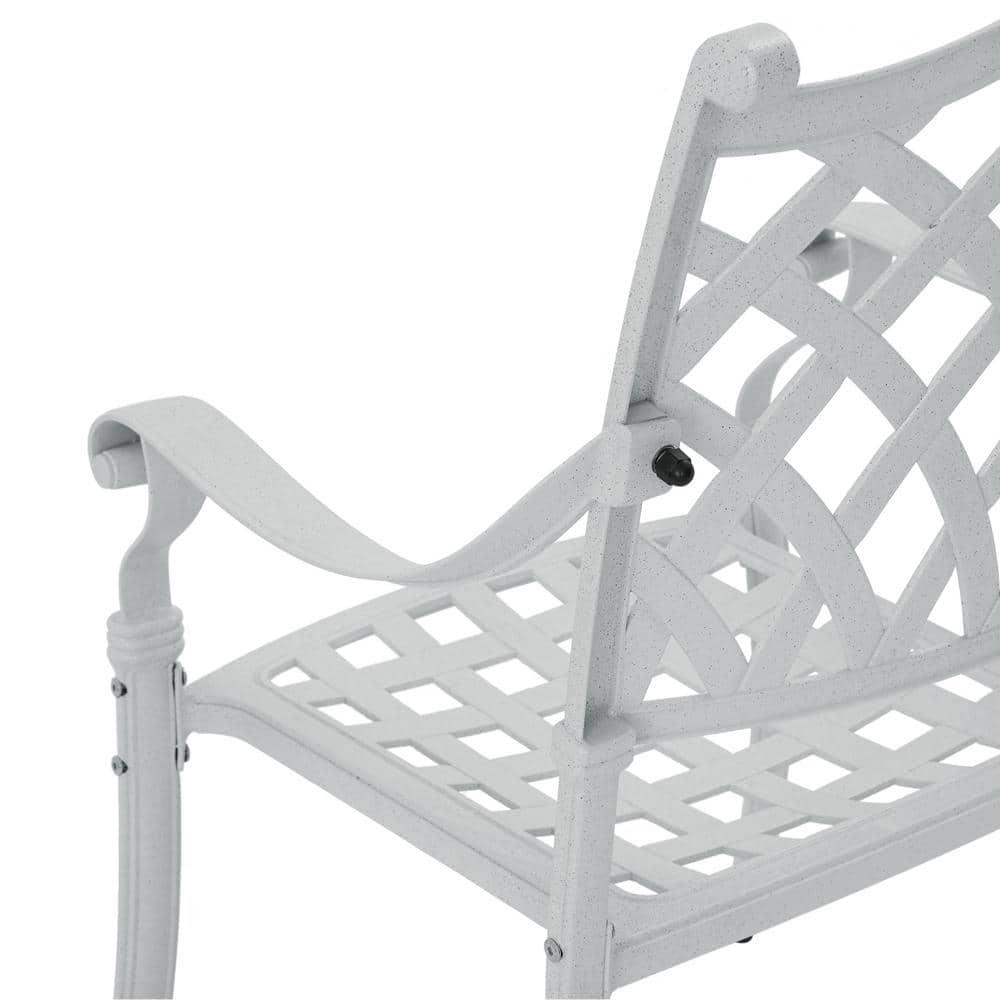 Mondawe Cast Aluminum Chair Woven Slatted AL Dining Chair White