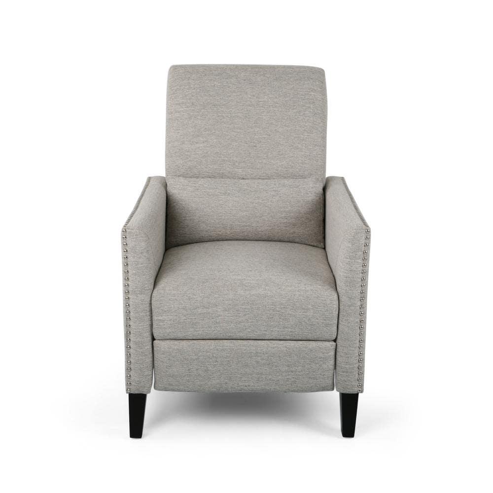 Alscot Contemporary Push Back Recliner Light Gray - Christopher Knight Home: Nailhead Trim, Polyester Upholstery
