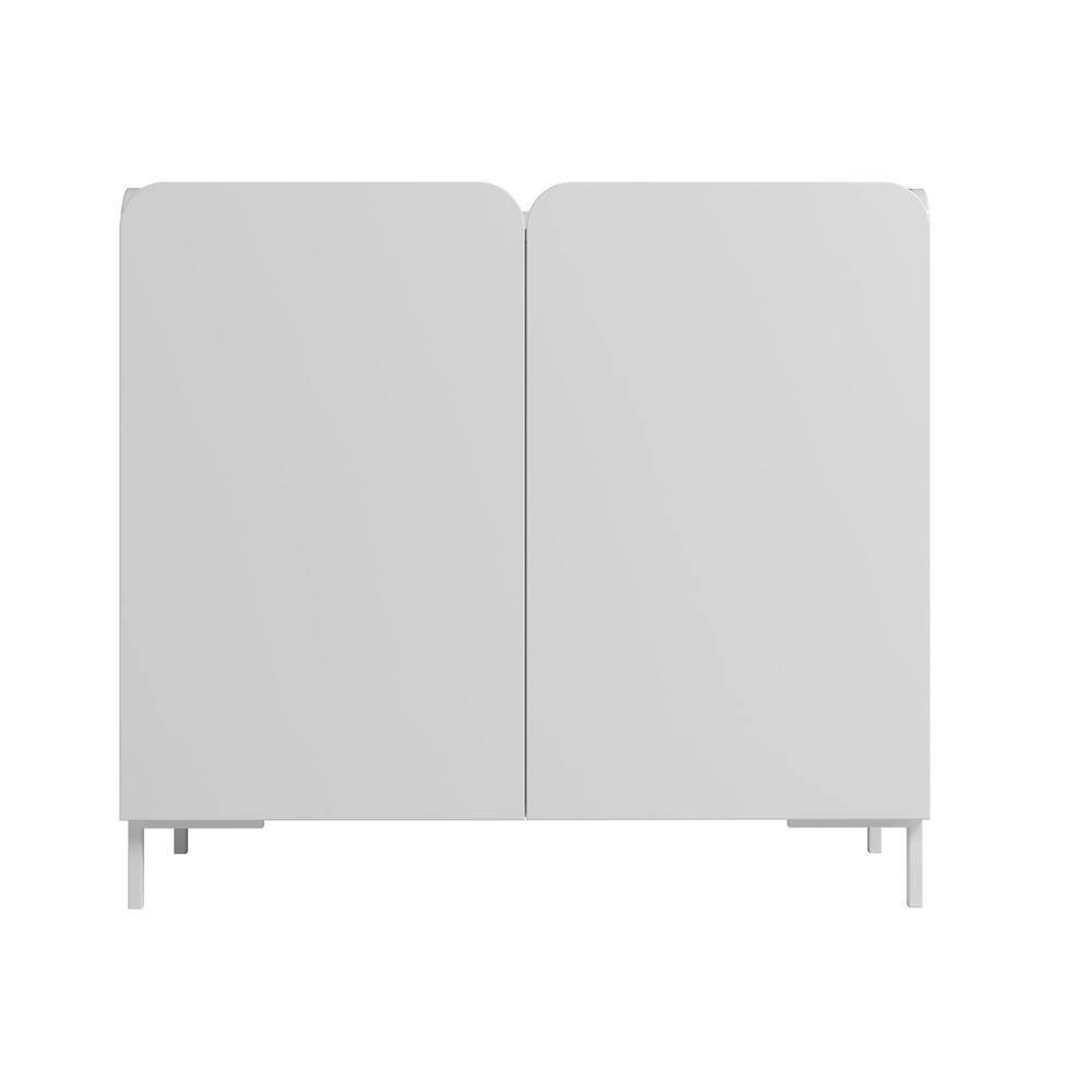 Manhattan Comfort Bogardus Mid - Century Modern 4 Shelf Accent Cabinet White: Painted Particle Board, Fixed Shelves, Anti-Tip Hardware