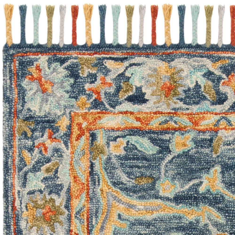 Aspen APN116 Hand Tufted Area Rug - Blue/Rust - 5' X 8' - Safavieh.