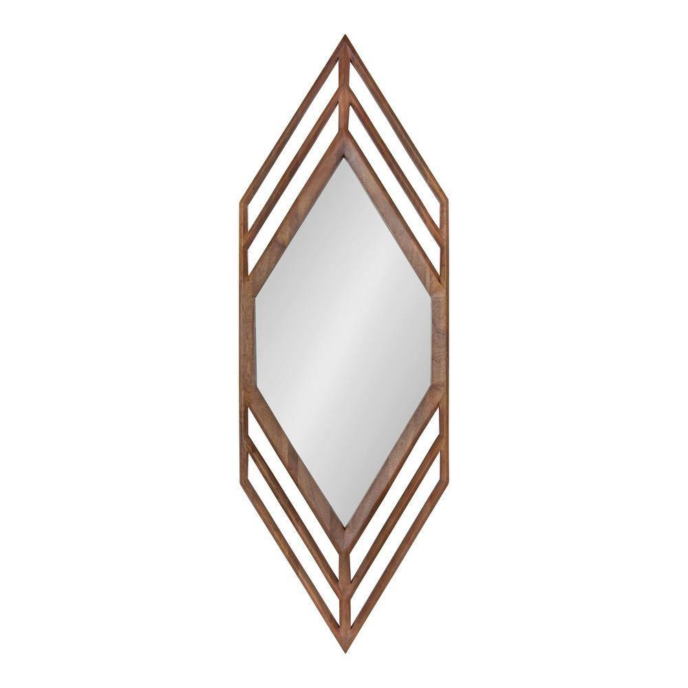 Kate and Laurel Vayga Bohemian Geometric Decorative Wall Mirror, 14 x 42, Natural, Modern Hexagon Mirror for Wall