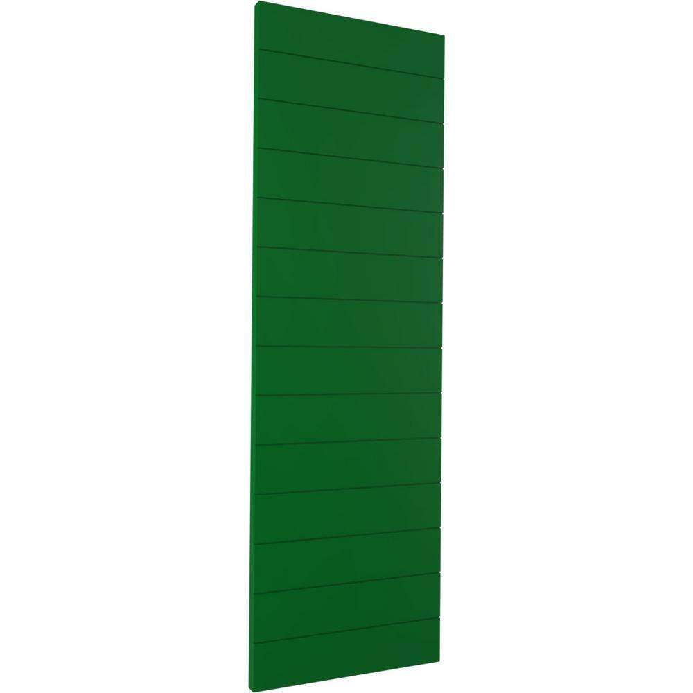 Ekena Millwork 12"W x 50"H True Fit PVC Horizontal Slat Modern Style Fixed Mount Shutters, Viridian Green (Per Pair - Hardware Not Included)