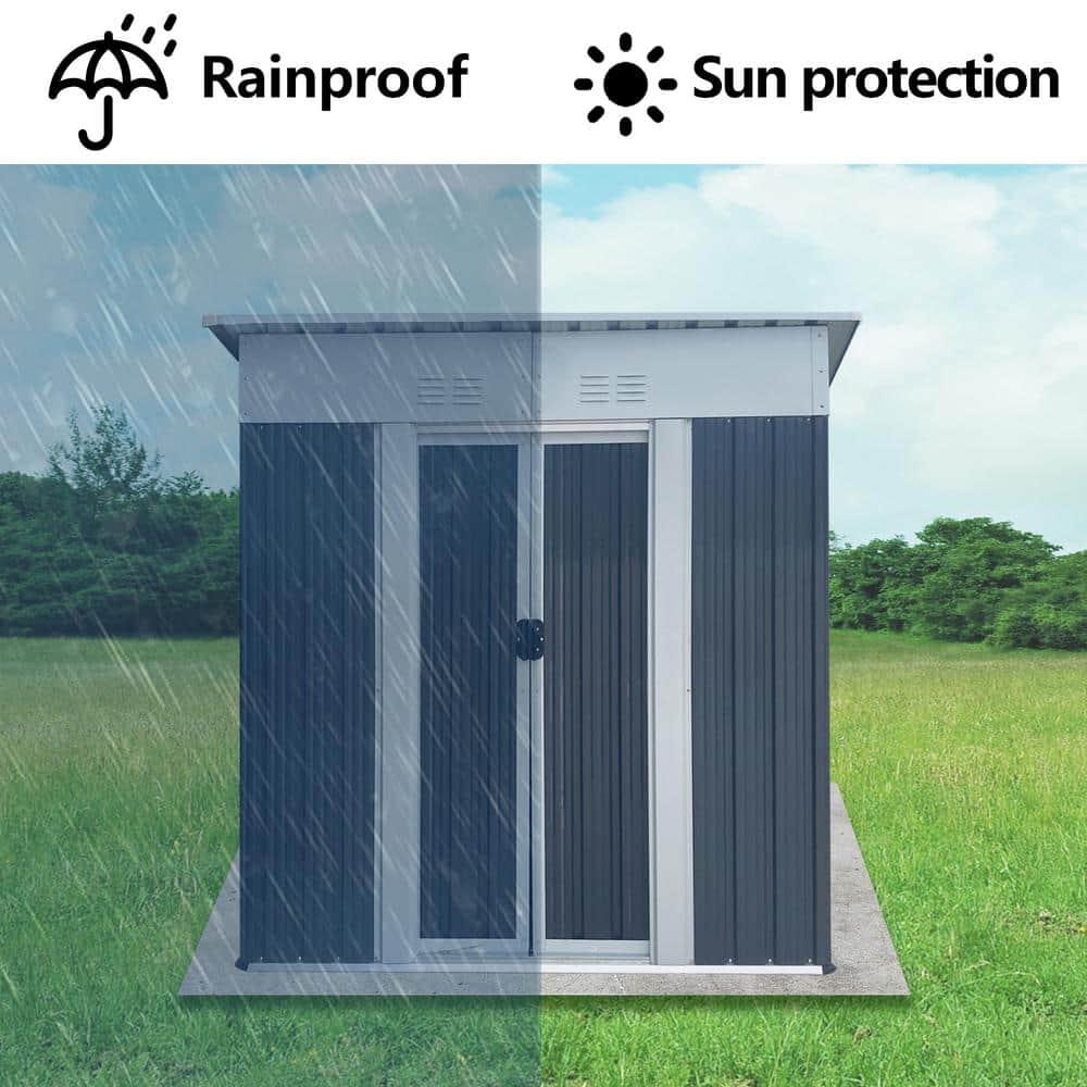 GZMWON 5X3 Feet Small Mini Outdoor Storage Sheds Pent Roof With Aluminum Alloy Frame And Sliding Door