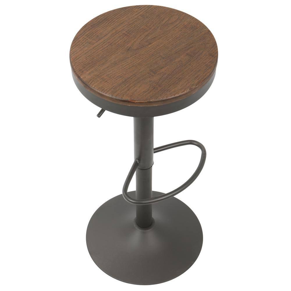 Set of 2 Dakota Adjustable Industrial Barstools Gray - Lumisource
