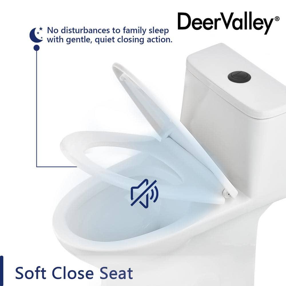 DeerValley Ally Dual-Flush Elongated One-Piece Toilet with Glazed Surface Modern Toilet with Comfort Seat Height  (Seat Included) DV-1F52816-Black