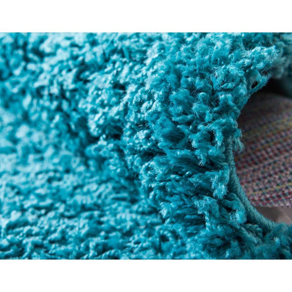 Unique Loom 8' 0 x 10' 0 Solid Shag Deep Aqua Blue Area Rug