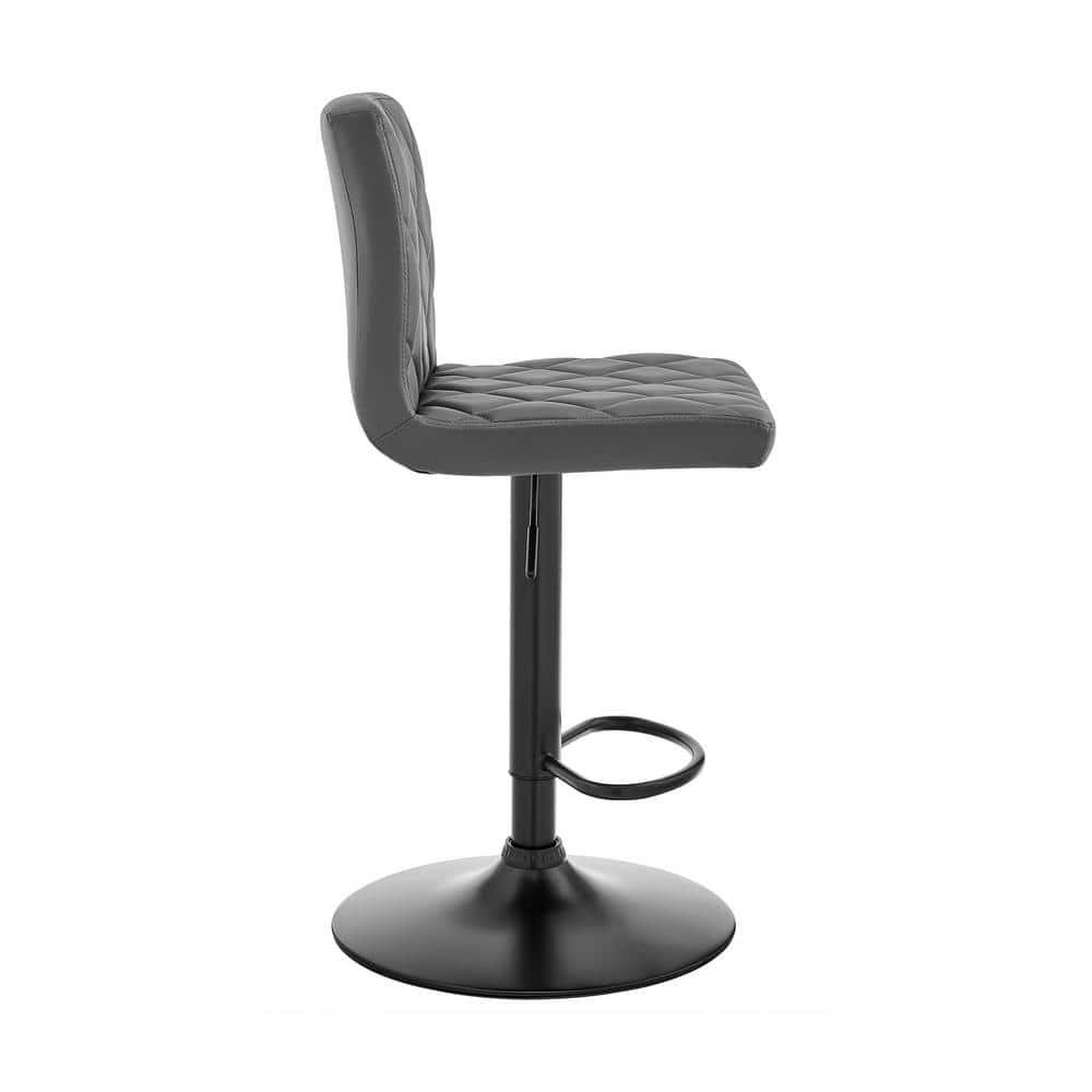 Duval 21'' Adjustable Height Gray Faux Leather Swivel Bar Stool