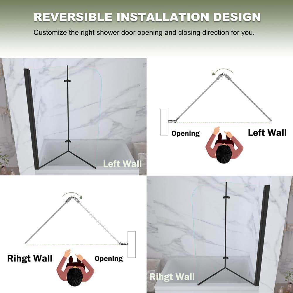Jraty 47.2" W x 55" H Frameless Tub Door