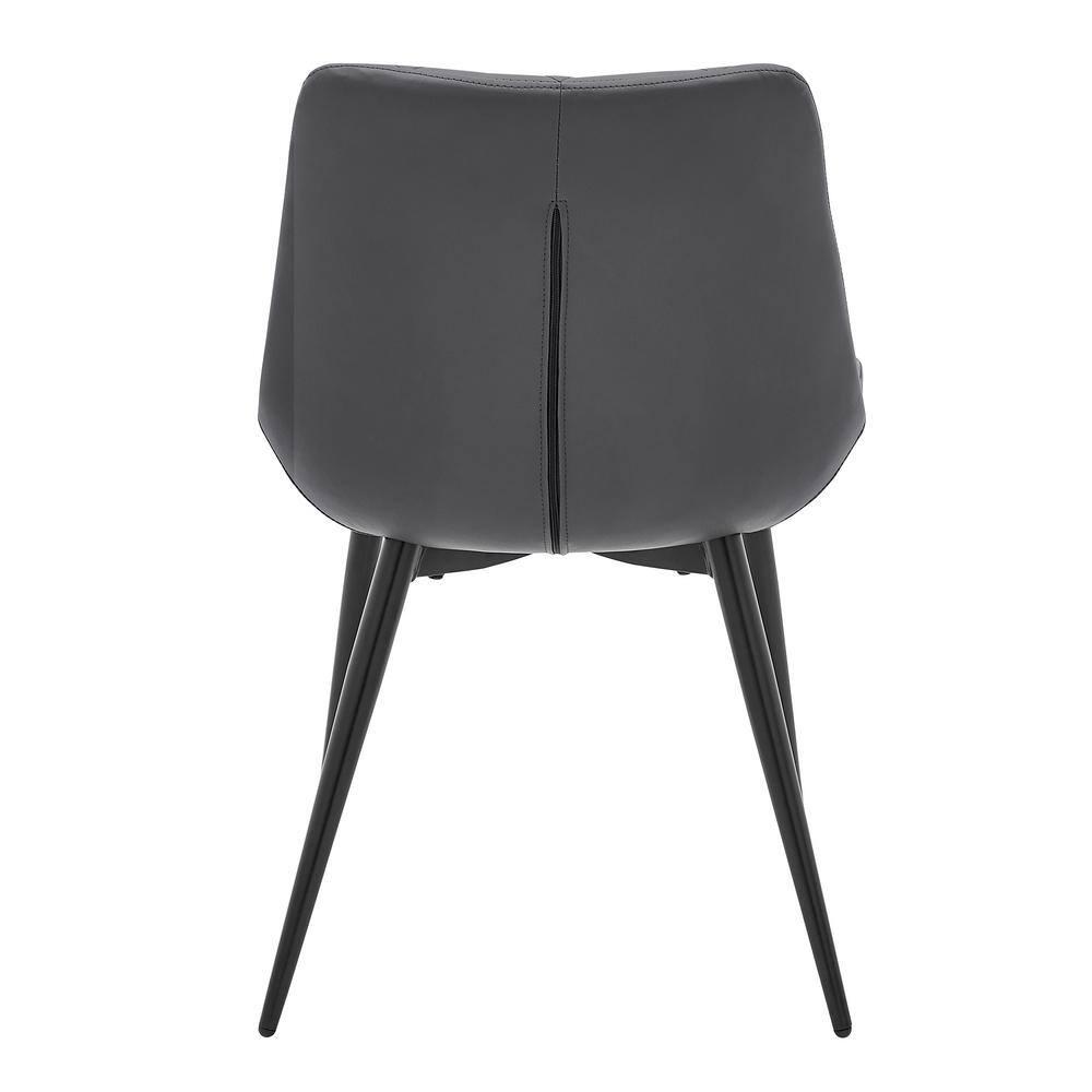Armen Living Loralie 17" Faux Leather Dining Chair in Gray/Black (Set of 2)