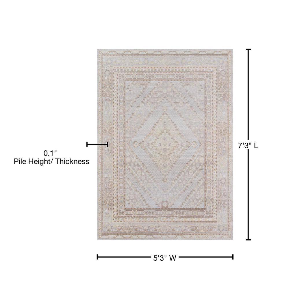 5'3"x7'3" Shapes Geometric Loomed Area Rug Gray - Momeni: Modern Indoor Low Pile Rectangle Carpet, Polyester