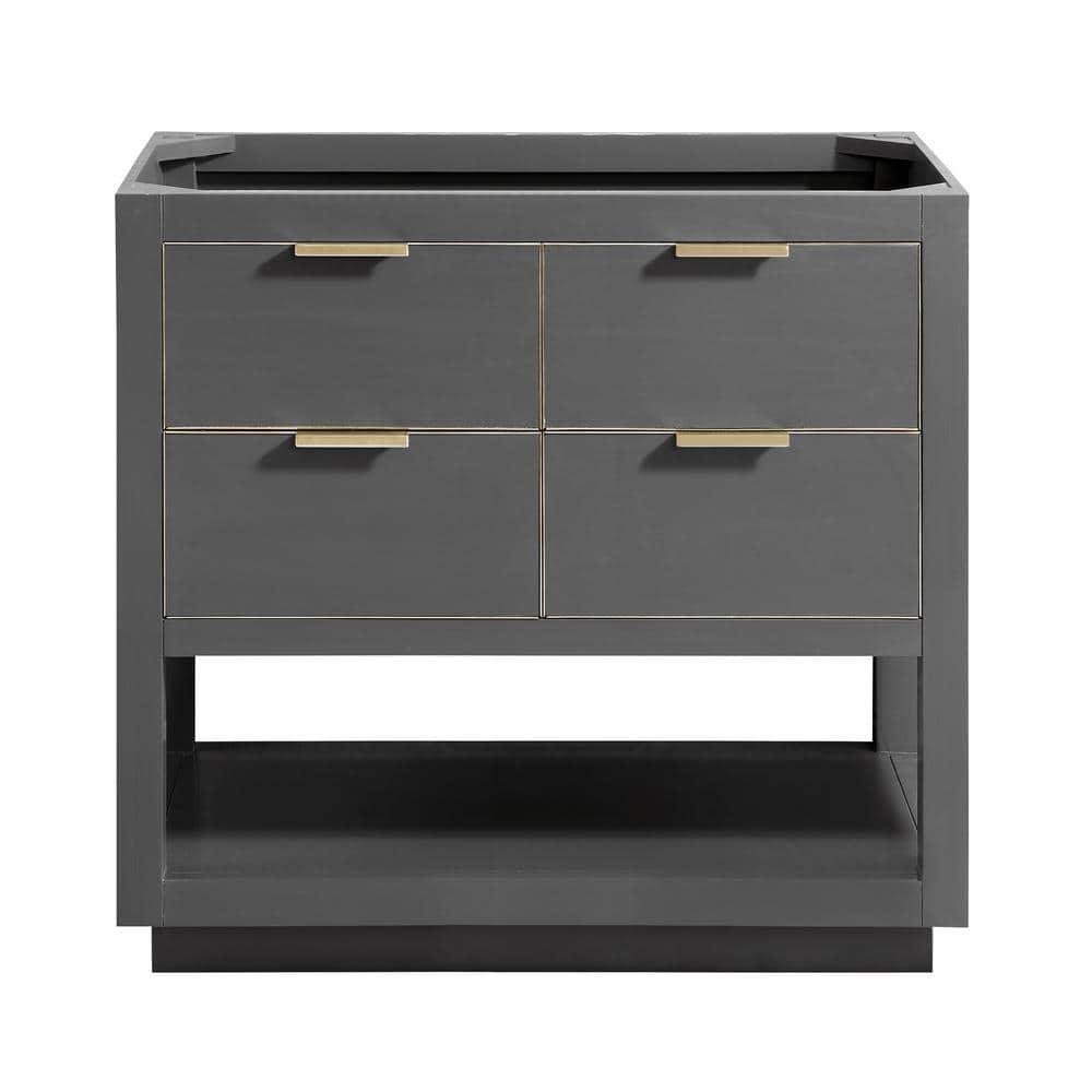 Allie Twilight Gray Solid Wood 36" Vanity with Matte Gold Trim