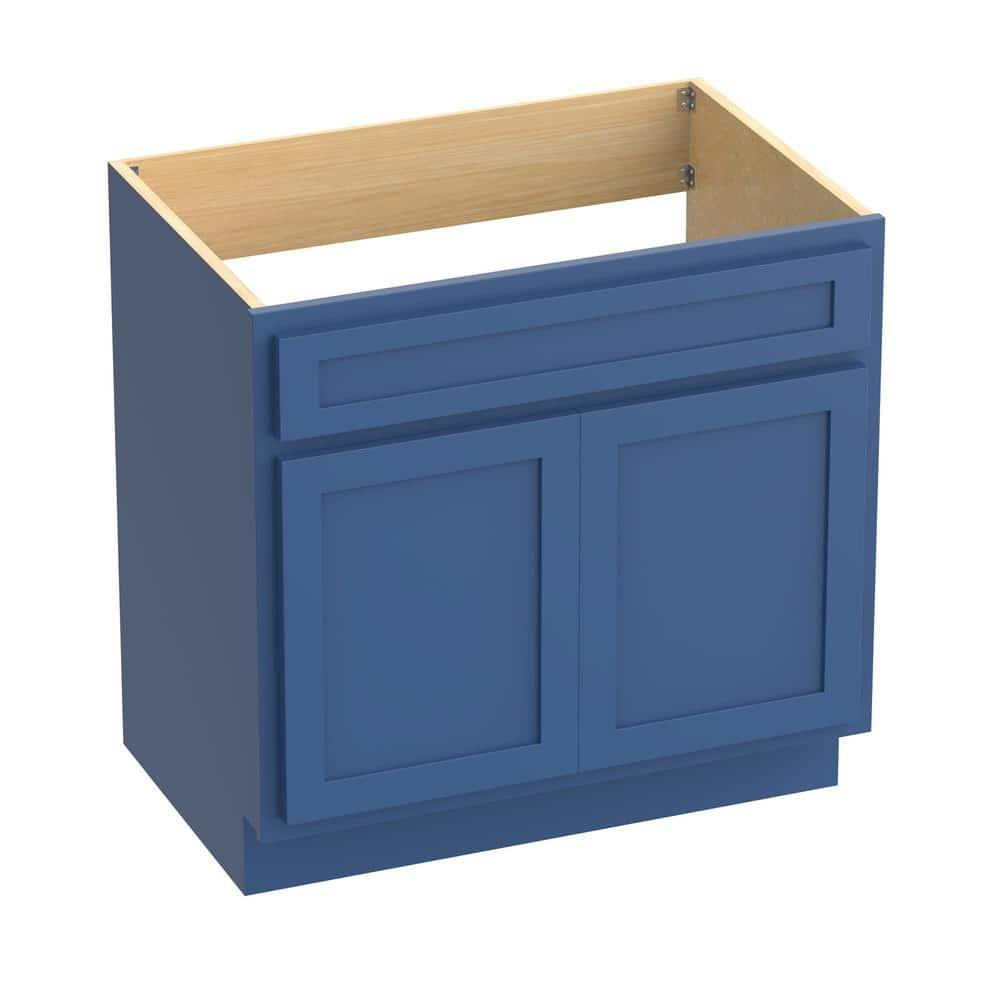 Vanity Art 39 Inch Double Shutter Door Bathroom Vanity Base Cabinet with Soft Closing Shaker Drawer, Strudy Floor Mount Storage Cabinet Organizer for Bedroom, Living Room, Kitchen, VA4039-BLUE