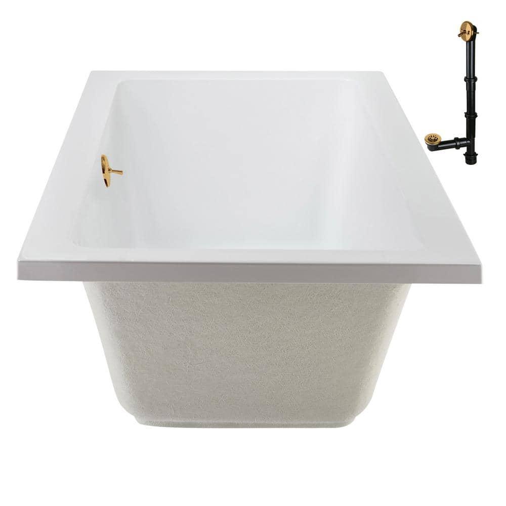 60" x 32" Acrylic Soaking Drop-In Bathtub, Drain Included