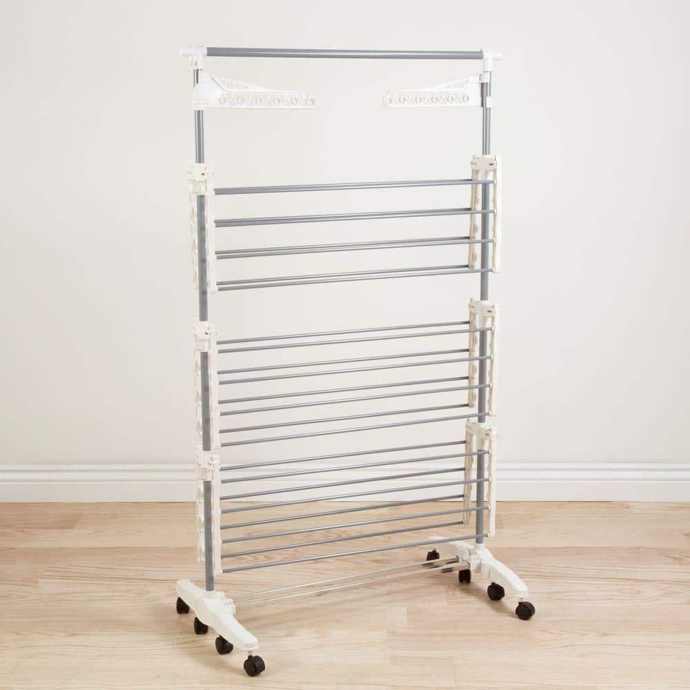 Everyday Home Heavy-Duty 3-Tier Laundry Rack - Stainless-Steel Indoor Clothing Organization and Storage Shelf for Hanging, Folding, or Drying by Everyday Home